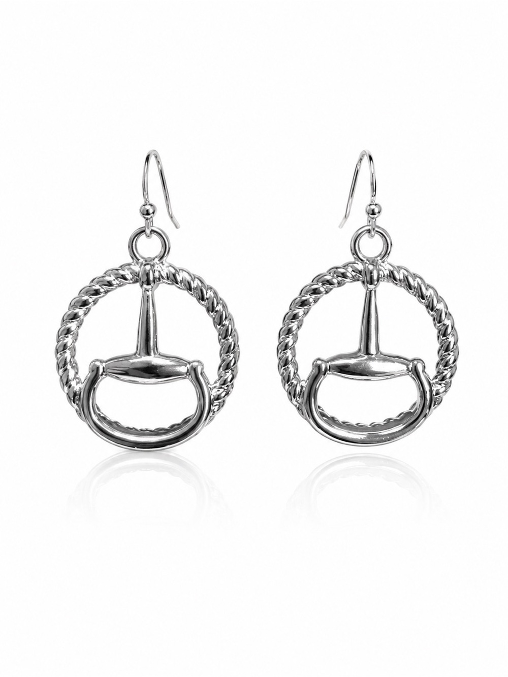 Silver Horsebit Drop Earrings